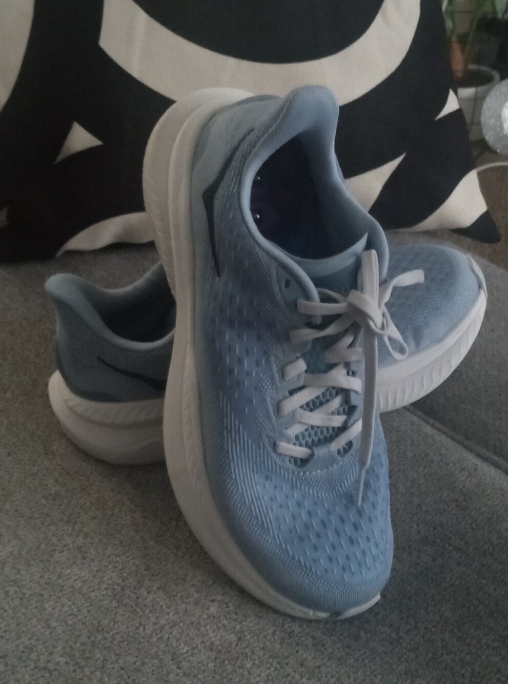 Hoka Women's Light Blue and White Running Sneakers 8.5